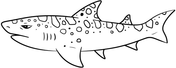 Leopard Shark Vector Outline Line Art Drawing