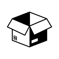 Black and white cardboard box solid icon