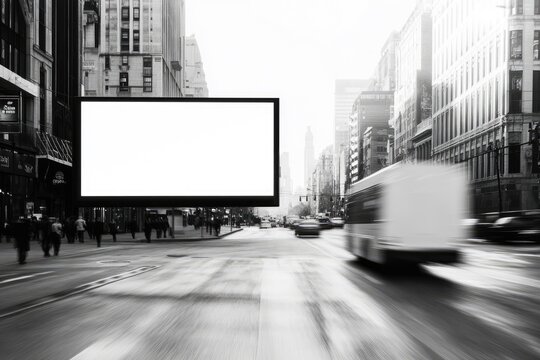 Empty billboard in urban city street