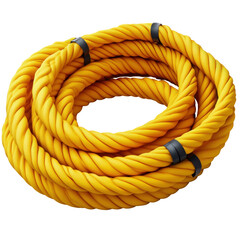 Coiled yellow rope illustration showcases a durable twisted texture and circular arrangement