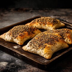 Warm Manakish Jordan za'atar topped flatbread