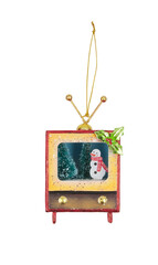 Christmas decorations on TV .square cut out isolated transparent background