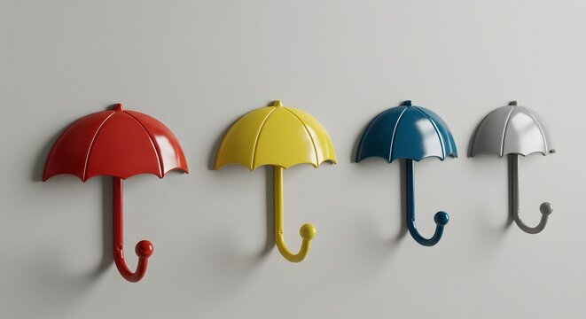 Colorful Umbrella Shaped Wall Hooks Adding Personality and Functional Decor to Any Home Interior