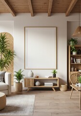 Realistic 3D Rendering Interior Design in Wooden and Minimalist Style