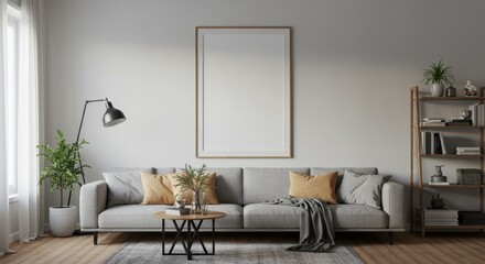 Realistic 3D Rendering of Living Room Interior in Modern Style