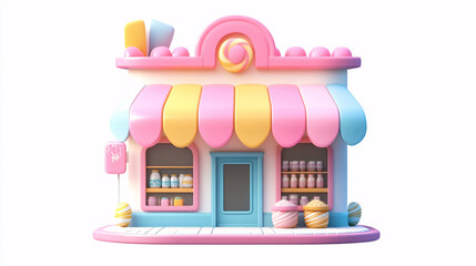 Cute Candy Shop 3D Render.