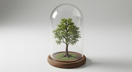Preserving Nature's Beauty A Serene Tree Enclosed within a Glass Dome Symbolizing Conservation Efforts