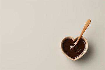 chocolate heart illustration, simple poster depicts chocolate melting into heart shape with creamy gradients and soft colors
