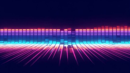 Colorful audio visualizer with glowing sound bars on dark background - Powered by Adobe