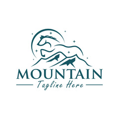 mountain horse training outline illustration logo