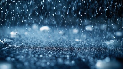 Rain Drops Falling on Dark Surface  Rainy Day  Water Texture