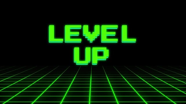 Pixel Art Game Level Up, Retro Level Up Animation