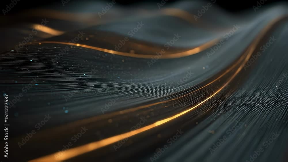 Poster golden light trails flow across a dark textured surface, creating a mesmerizing interplay of light a