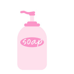 pink plastic bottle with liquid soap