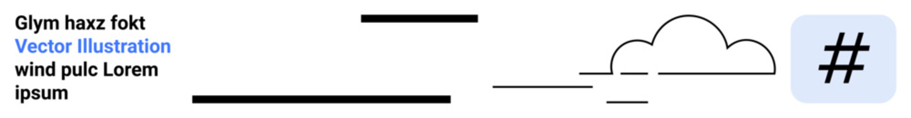 Obraz premium metadata tag symbol beside a stylized cloud and aligned text lines. Ideal for social media, trends, digital communication, branding, minimal design, creativity, simple landing page