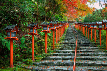 Kifune Shrine in Kyoto, Japan with beautiful autumn scenery