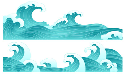 Collection of ocean waves and spray illustration elements