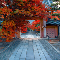 Shinnyodo or Shinshogokurakuji temple with beautiful autumn scenario in Kyoto, Japan