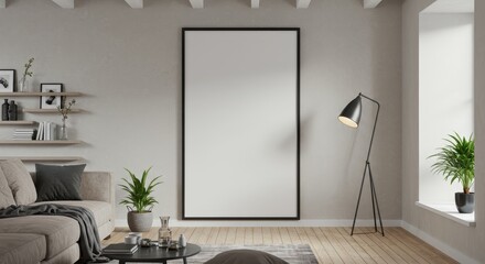 Realistic Interior Design with a Blank Poster Mockup and Elegant Style