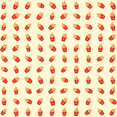 French fries vector pattern, fast food, snack, fast food restaurant, seamless background
