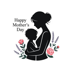 Mother Holding Baby Flat Vector Illustration – Minimal Family Love Concept for Mother's Day Design