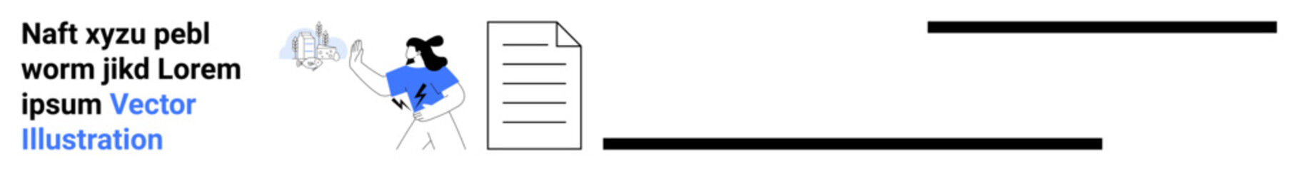 Woman engaged with a document, holding a graphical element. Ideal for writing, education, creativity, research, content management, workflow, simple landing page