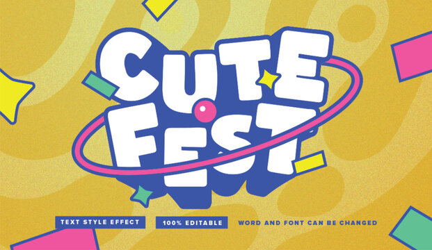 Text effect editable vector graphic of cute festival , perfect for movie title, festival poster title, etc.