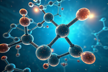 Blue and Orange Molecular Structure Model – Scientific Chemistry Visualization
