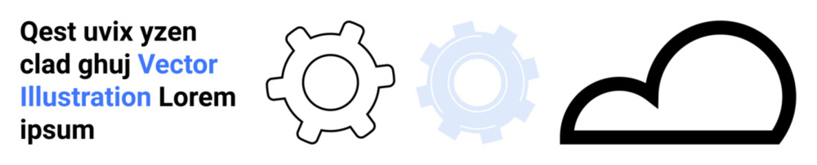 Gear outlines and solid cloud shape to visualize innovation, digital transformation, and collaboration. Ideal for technology, automation, cloud computing, networking, software, data storage simple