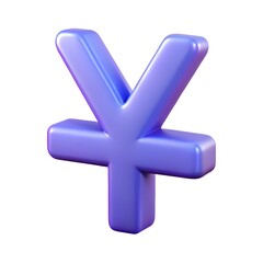 Obraz premium Luminous 3D Render of Yen Currency Symbol Vibrant Purple Gradient Design for Finance, Economics, and Investment Visuals