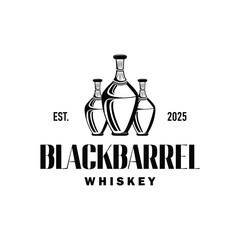 simple minimalist whiskey logo design, bourbon drink design old retro vintage ornament illustration symbol brand product template, business, bar, cafe, restaurant