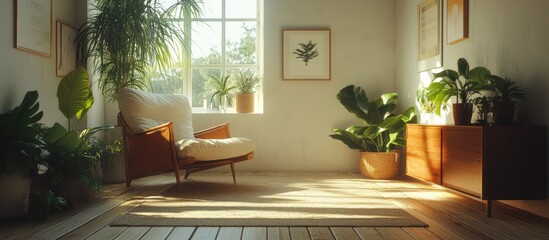 Sun-drenched Room with Plants and Chair