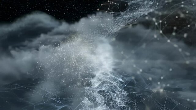 Innovative cloud seeding technology disperses synthetic ice particles into a cloudy sky, potentially enhancing precipitation and mitigating drought conditions