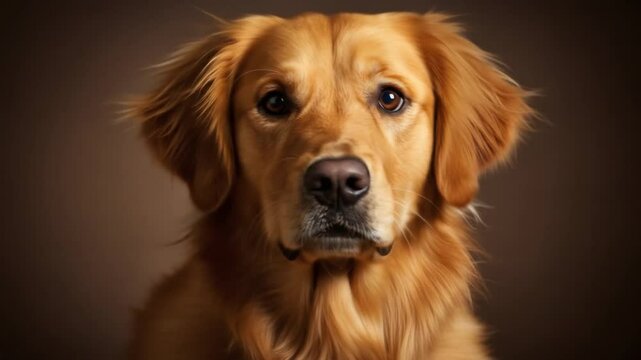 Golden retriever dog portrait close up canine friend pet animal 4k video