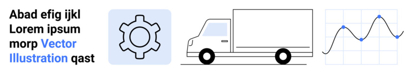 Gear, truck, and graph visualizing logistics, data analytics, and operations management. Ideal for shipping, automation, business, innovation optimization data tracking simple landing page