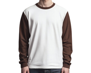 Brown Long Sleeve White T-Shirt Mockup Versatile Design Template for Apparel Branding and Mockup Presentations