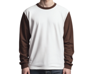 Brown Long Sleeve White T-Shirt Mockup Versatile Design Template for Apparel Branding and Mockup Presentations