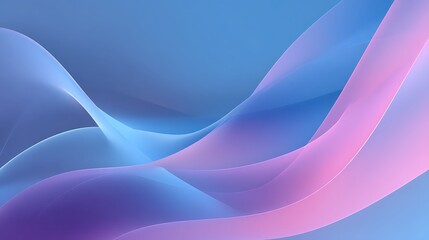 Fototapeta premium Smooth, Flowing Waves Of Light Blue And Pink Create An Elegant And Abstract Composition With Soft Gradients And Highlights. Soft colors, modern design, gentle curves, wallpaper background