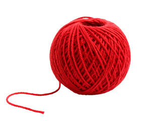 Bright red yarn ball, perfect for knitting and crochet projects.