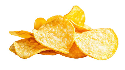 Delicious potato chips on white background 