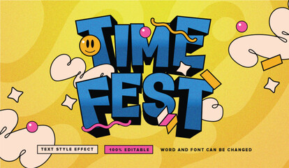 Text effect editable vector graphic of Time Festival , perfect for movie title, festival poster title, etc.