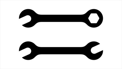 Wrench symbol icon, flat vector illustration isolated on white background	