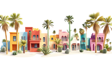 Tropical Palm Trees on Sandy Beach Landscape Isolated on White Background