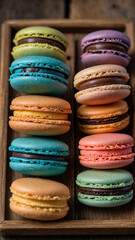 Fototapeta premium Decadent French Macarons in Assorted Colors.
