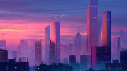 Obraz premium Exploring the Future of Urban Living through Smart City Infrastructure and Innovative Technologies in City Skylines