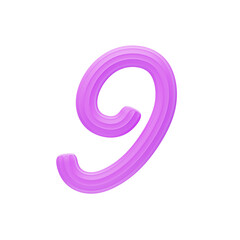 3D Number 9 Shape  Creamy Text