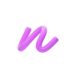 N Letter 3D Shape  Creamy Text