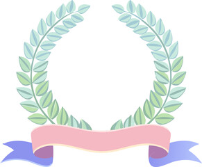 Elegant Laurel Wreath with Pink Ribbon
