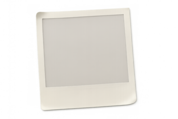 Vector instant photo print featuring curled edges, realistic rendering against transparent background, perfect for graphic design compositions