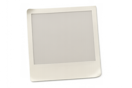 Vector instant photo print featuring curled edges, realistic rendering against transparent background, perfect for graphic design compositions